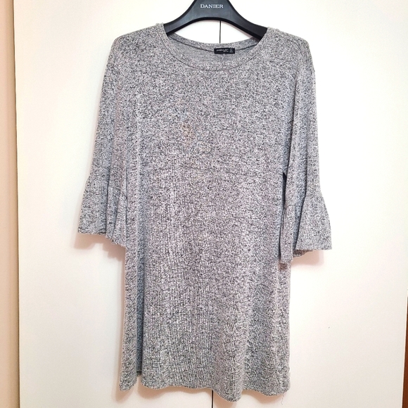 Large Grey Stretchy dress bell sleeves - Picture 1 of 6